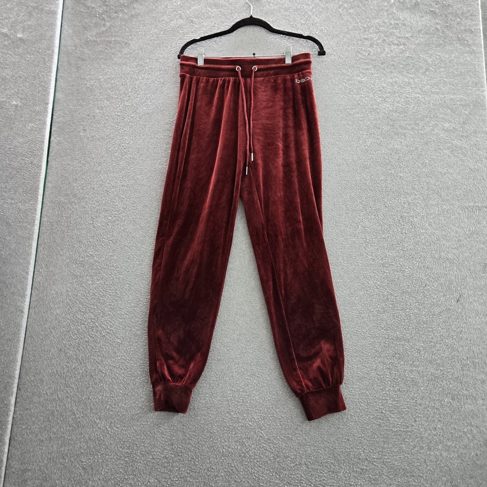 Bebe Sport Women‎ Activewear Pants XL Red Jogger Velour Rhinestones Logo 28"